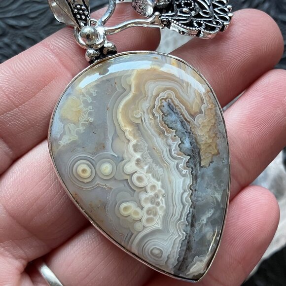 Boho Styled Citrine and Crazy Lace Agate Pendant Stone Crystal Jewelry - Picture 5 of 8